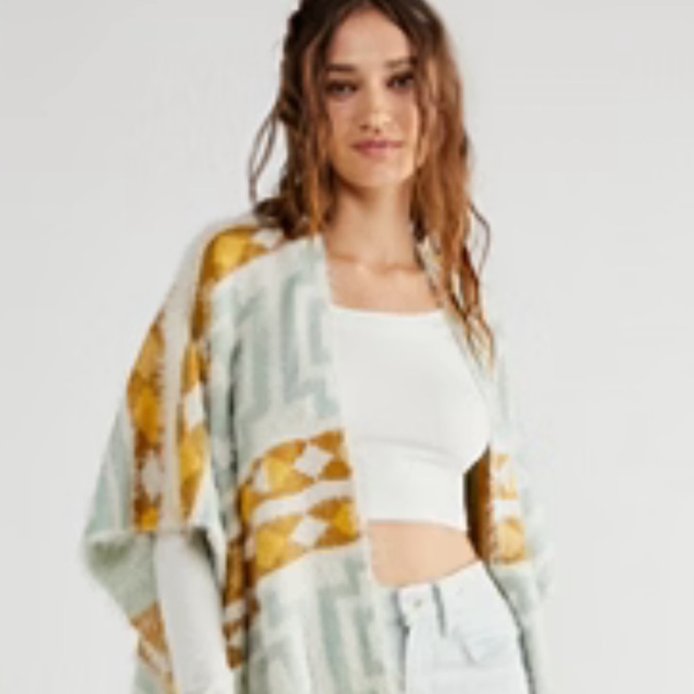 Free People Diamondback Cozy Kimono Poncho O/S - Picture 5 of 6